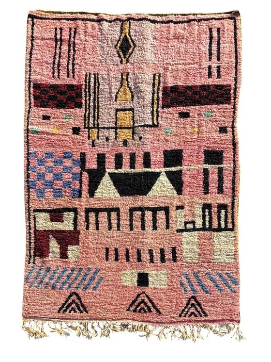 Image 1 of Pink Moroccan Boujad Rug 200x310 cm Wool Carpet – Rug for Modern Interiors