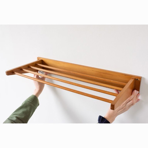 Porte-manteau/étagère de cuisine vintage en bois