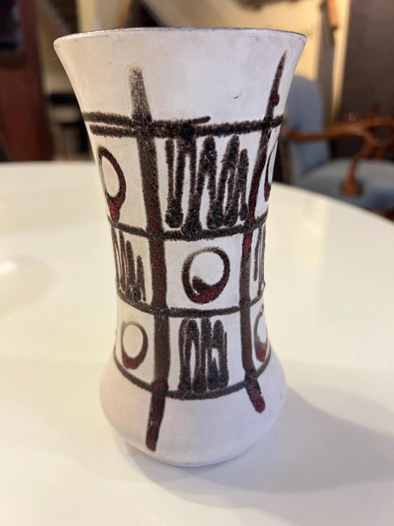Rarity! Small Bay 60s Fat Lava Vase Tic Tac Toe white/brown Model Number 70-17 – Mid Century Modern (photo 2 of 4)