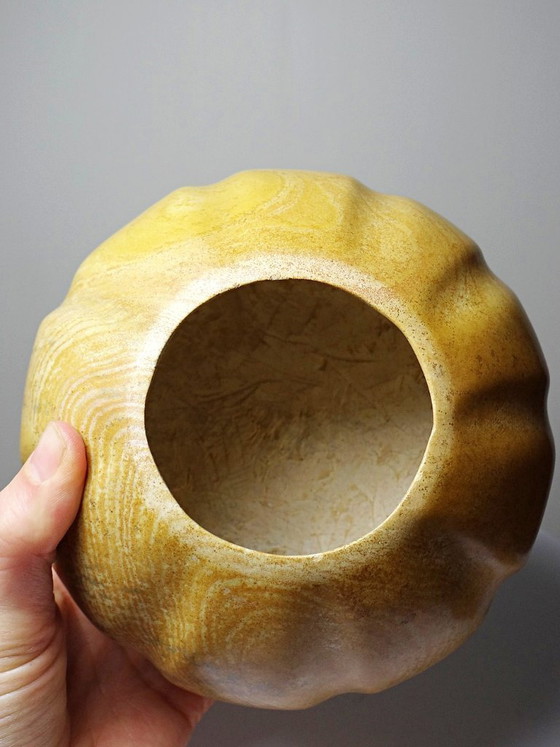 Image 1 of Vintage carved and polished stone box, pumpkin vintage craft 1980-1990