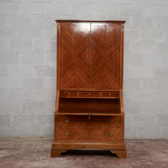 Art Deco Drop-Front Trumeau Credenza – Specchi, Legno (photo 11 of 17)