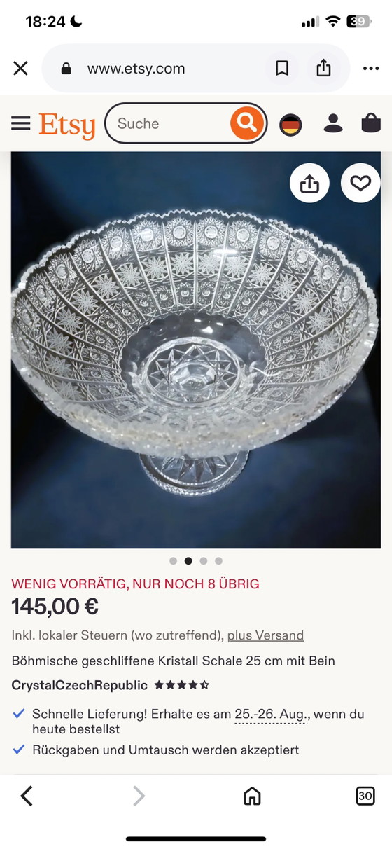 Boheemse loodkristallen schaal op voet, handgeslepen kristallen schaal (24% PbO) PK 500 – Schalen, Glass (photo 10 of 10)