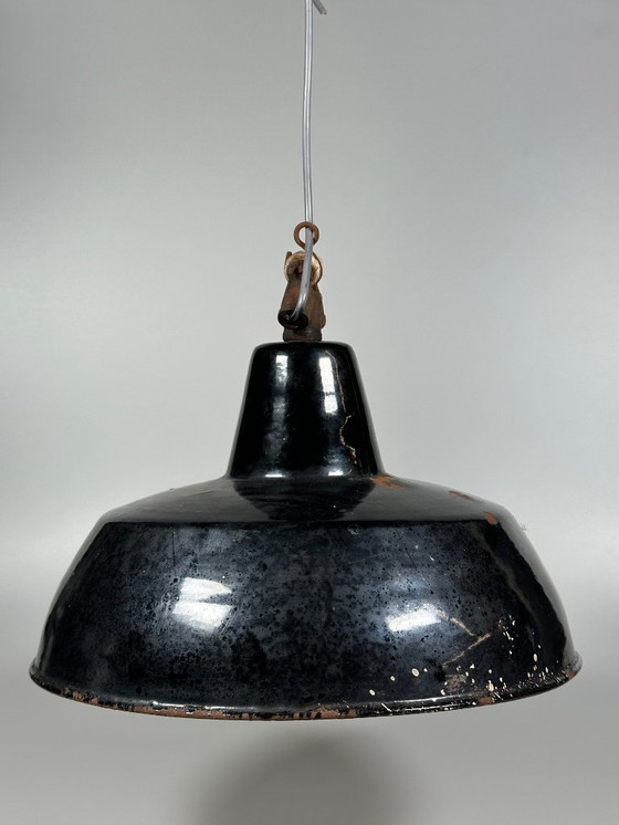 Image 1 of jaren 30 40 plafondlamp industriële lamp emaille loft metaal Bauhaus design