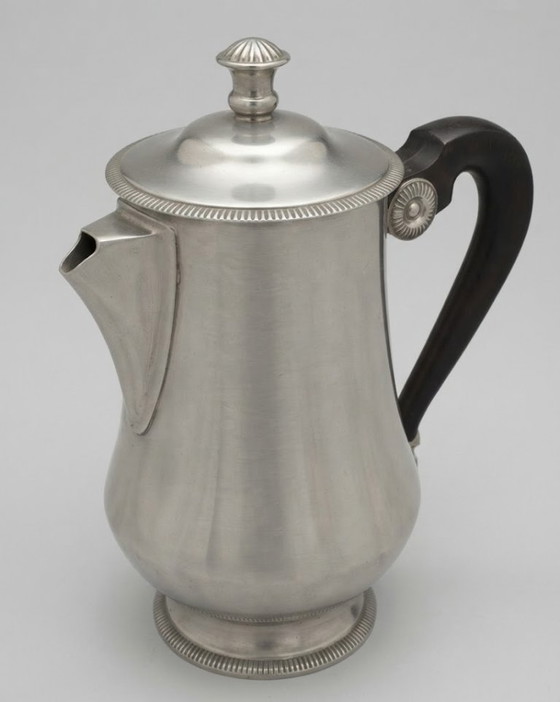 Elegant L'Étang & Rémy Stainless Steel Coffee/Tea Set, 4-piece with Tray, Glass & Decanter, Metal, Silver (photo 2 of 6)