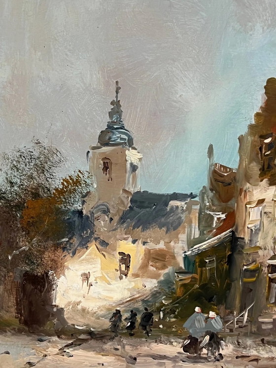 P. van Dinteren "Old Town". Oil on wood panel. – Paintings & Drawings (photo 4 of 8)