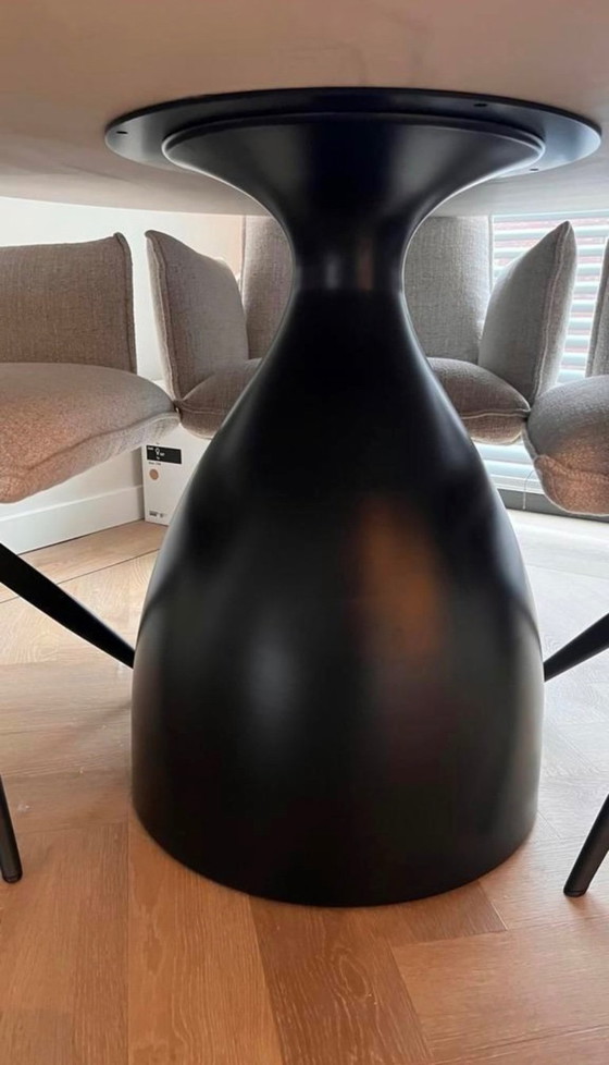 Image 1 of Dining table set (round) ceramic table + 4 swivel chairs with armrests