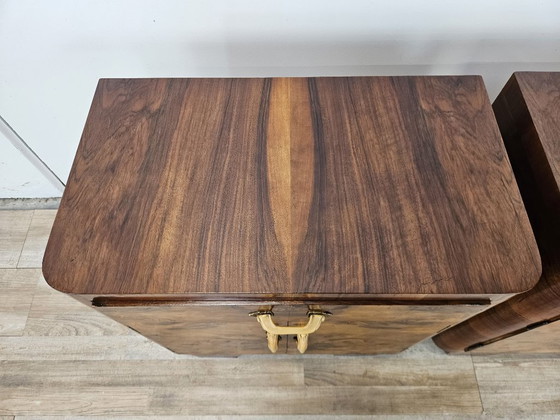 Pair of Art Deco burl wood nightstands, Brown (photo 6 of 15)
