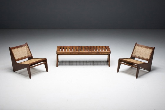 Image 1 of Panca in teak massello con doghe di Pierre Jeanneret, India, anni '50