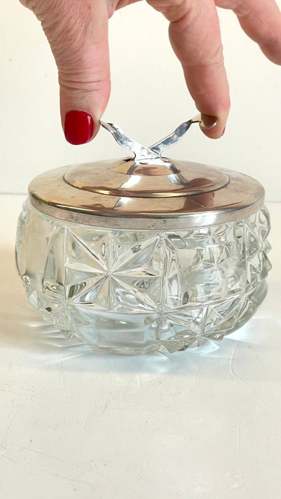 Image 1 of SUCRIER à Pince CRISTAL Vintage