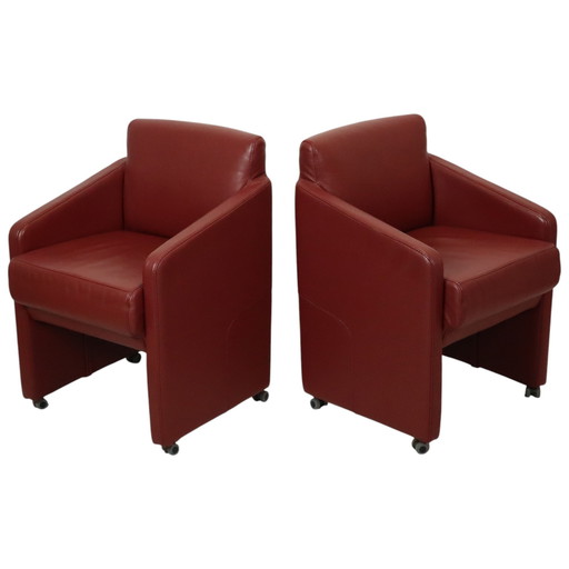 Vintage Koppel Rode Zetels Fauteuils