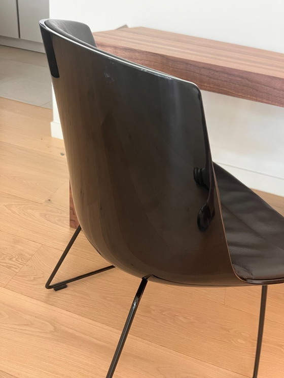 MDF Italia Flow Chair Sled Base - Zwart Leder - Jean-Marie Massaud – Eetkamerstoelen, Leather, Metal (photo 3 of 6)