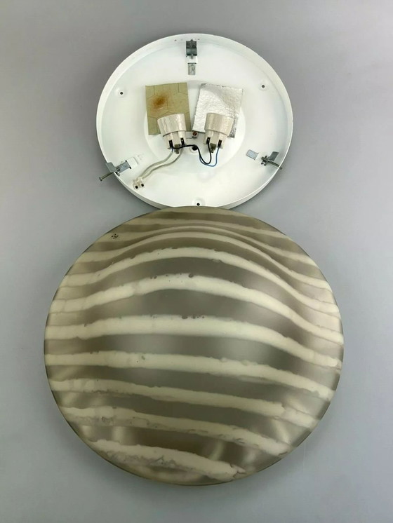 Image 1 of 70s Peill & Putzler Plafoniere ceiling lamp glass space design lamp 70s