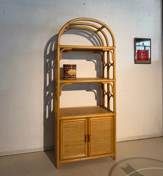 Vintage Rothan kast, Kasten, Rotan, Hout, Bruin (foto 3 van 12)