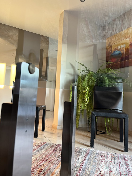 Image 1 of Esstisch aus Glas, achteckig, auf Edelstahlgestell