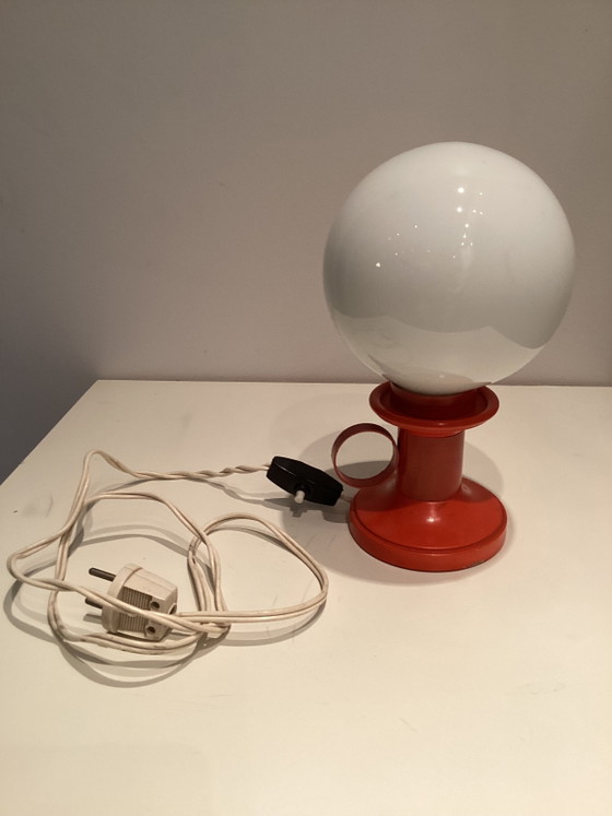 Lampada a sfera arancione vintage Space Age anni '70. – Lampade da tavolo, Metallo, Plexiglass (photo 3 of 5)
