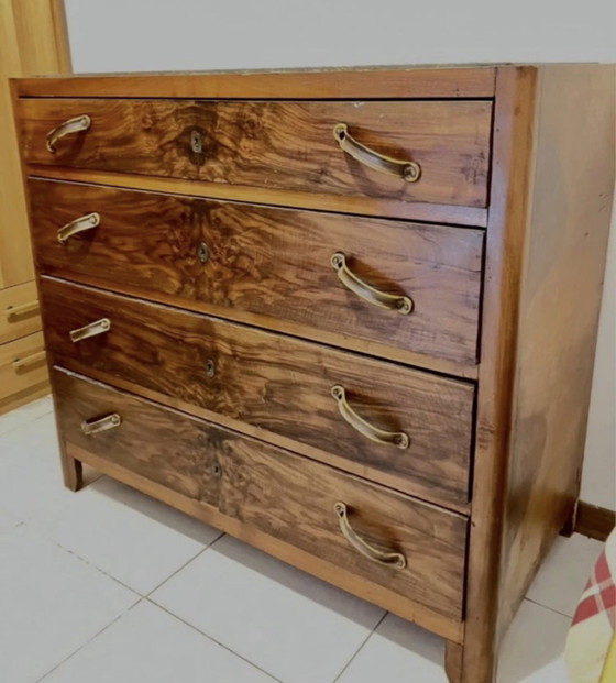 Commode vintage italienne des années 50 avec plateau en marbre – Wood (photo 2 of 5)