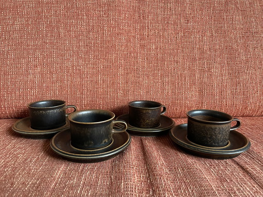 Vintage Arabia Finland 6-72: 4 Low and 4 High Coffee Cups + Saucer