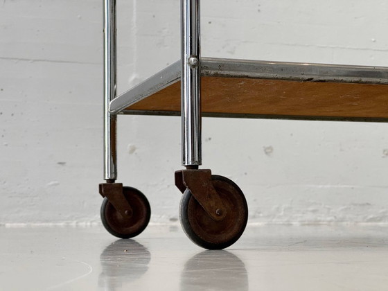 Image 1 of French Art Deco bar trolley with removable oil lamps, 1940s