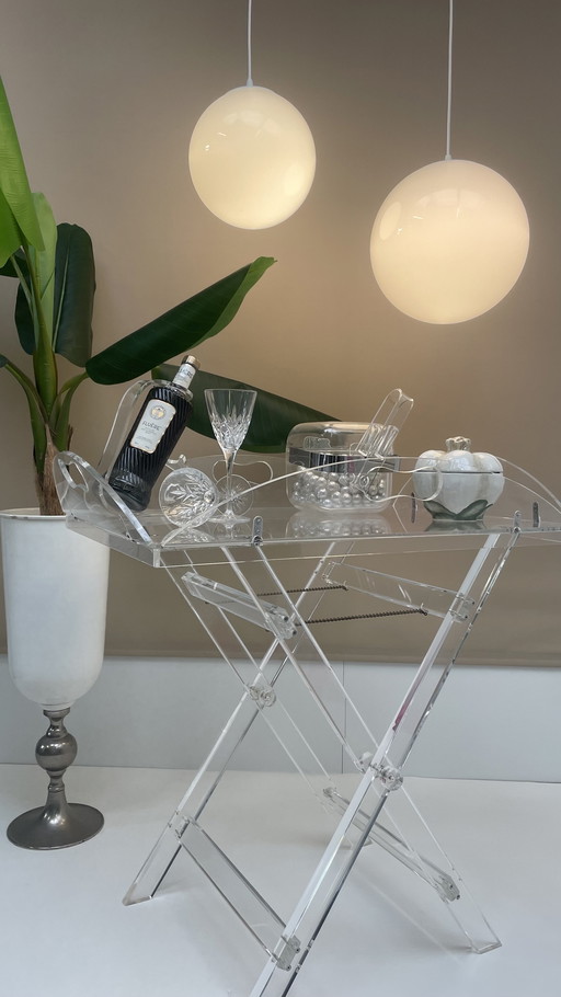 Vintage Acrylic Serving Table With Loose Tray