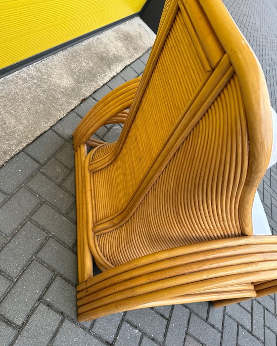 Vintage Italian Rattan Bamboo Lounge Armchair, 70s, Beige (photo 11 of 14)