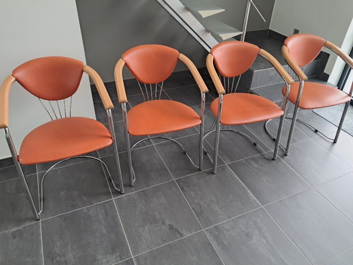 Ensemble de 4 chaises design italiennes, Effezeta
