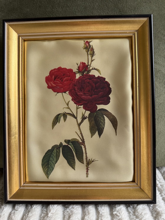 Image 1 of Peintures sur soie encadrées Style Redouté 25x20
