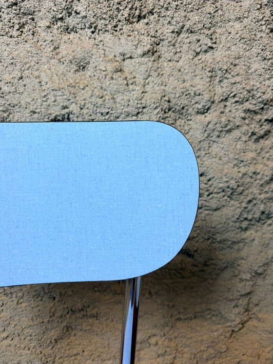 Pair of blue Formica chairs - Vintage 70s, Dining chairs, Metal, Chrome, Black (photo 12 of 15)