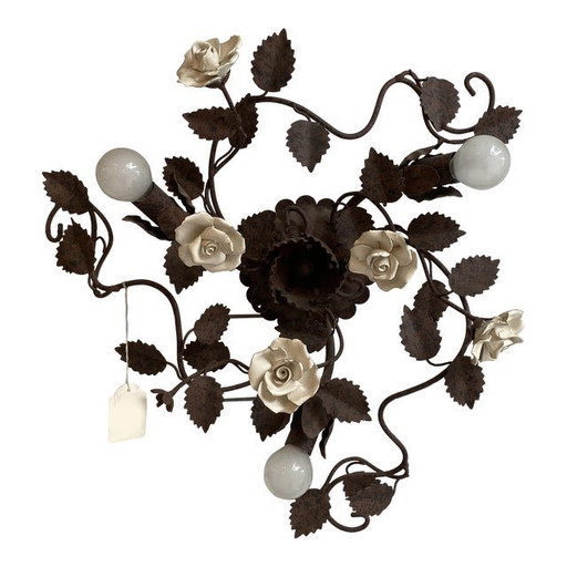 Zeitgenössischer Rush Florentine Schmiedeeisen Flush Mount