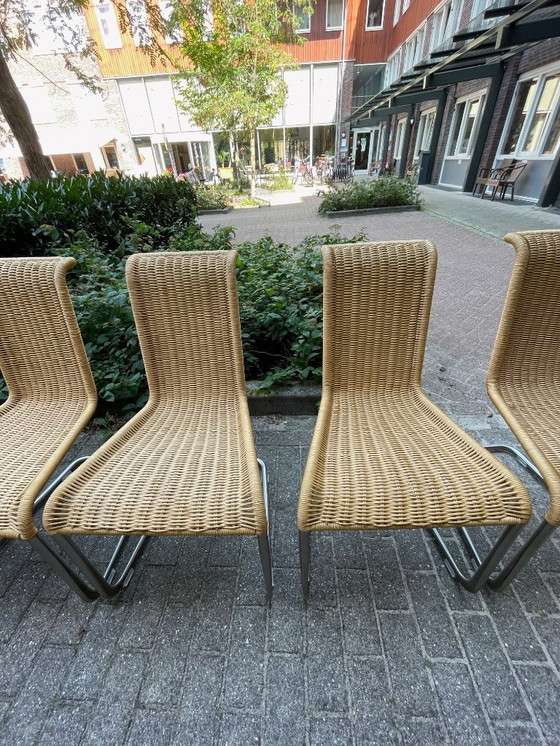 Image 1 of 6x Tecta B20 Eetkamer stoelen, Beige / zilver