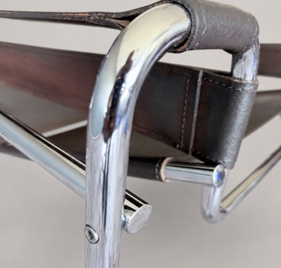 Image 1 of Fauteuil vintage Wassily B3 de Marcel Breuer pour Bononia/Gavina, Italie, cuir marron