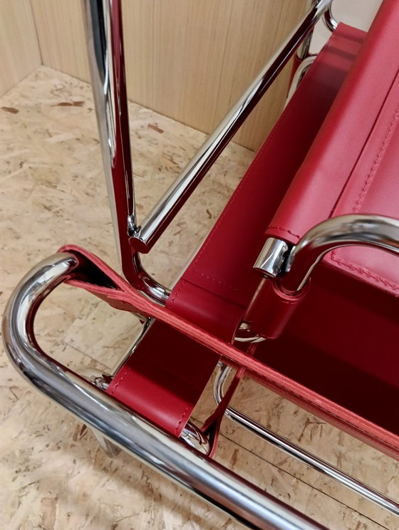 Image 1 of KNOLL Studio Set van 2 WASSILY B3 fauteuils (NIEUW) in rood leer
