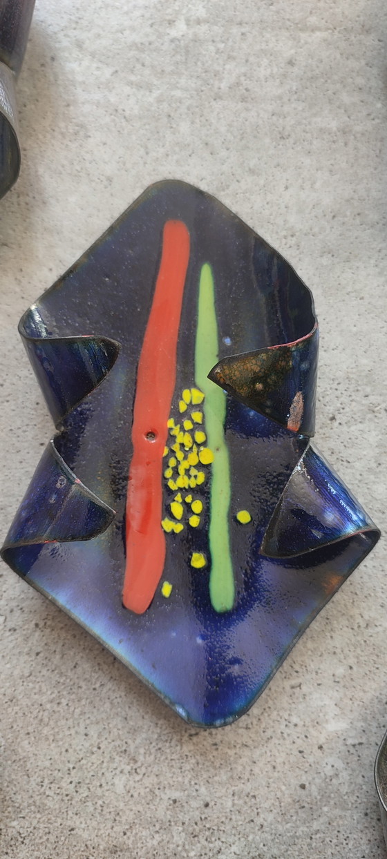 Image 1 of X5 Smaltato Rame Snuisterijbakje, Italië, jaren 60-70