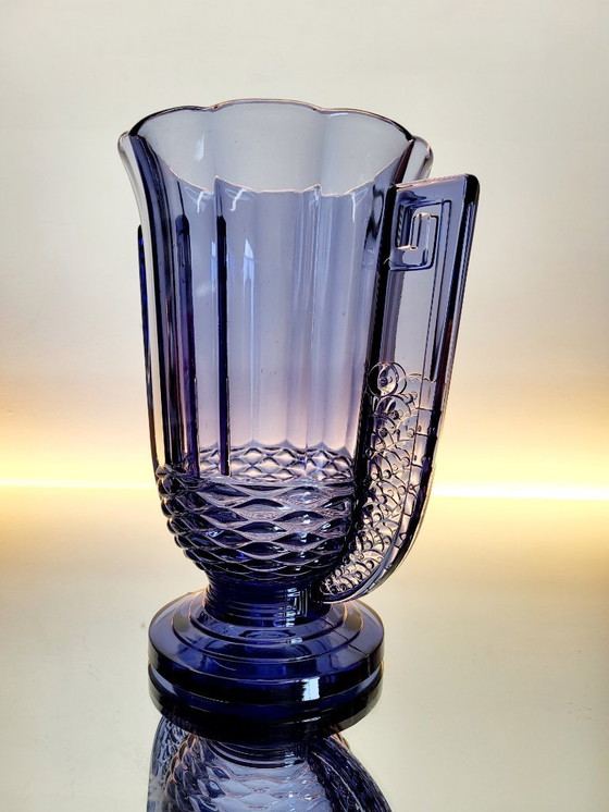 Image 1 of Val Saint Lambert Art deco Vase, Luxval Serie Modell Romeo, fliederfarben, Belgien