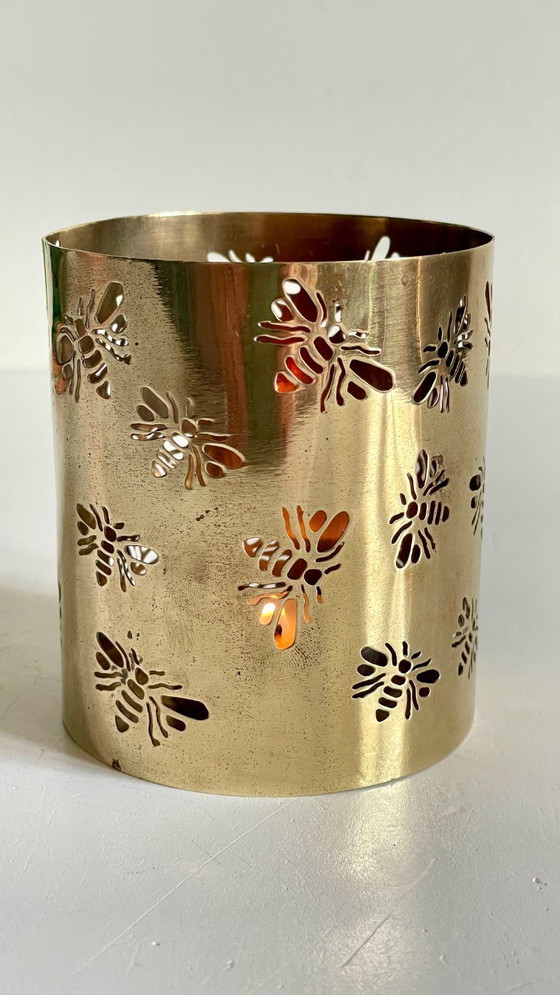 Image 1 of Messing bijen kaarsenhouder