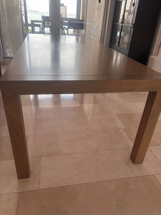 Image 1 of Tavolo in rovere 220x100 con 8 sedie in pelle di design Arper