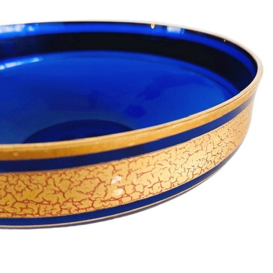 Image 1 of Anello vintage in oro con cristalli blu cobalto Barthman, anni '40