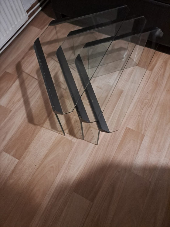 Image 1 of Gallotti & Radice Design Beistelltische (3er-Set) – Italienisches Glasdesign