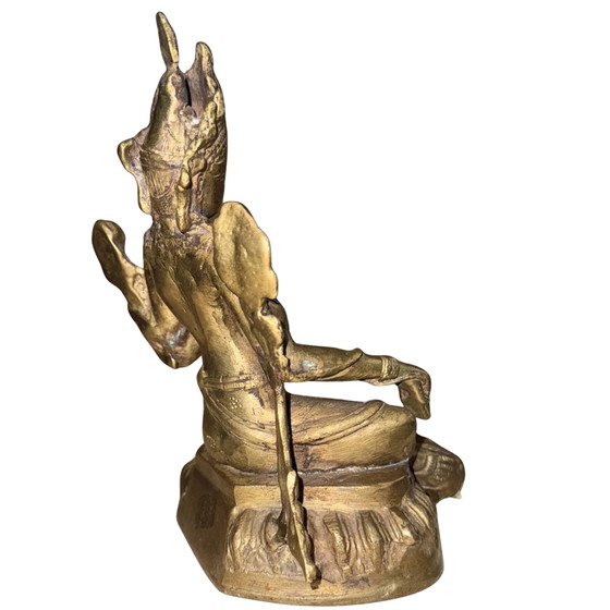 Massiccia Tara Verde Vintage (Shyama Tara) – Metà XX Secolo – Bronzo Dorato – 17 cm / 1,3 kg – Sculture (photo 4 of 10)