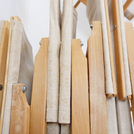 Image 1 of Set di 4 sedie pieghevoli in rovere e tela di cotone