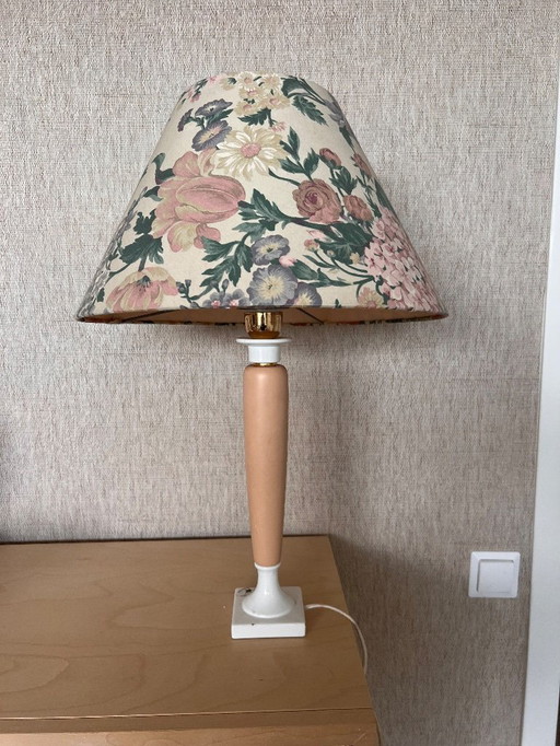 Vintage roze lamp keramiek Bosa Italy met bloemen goud