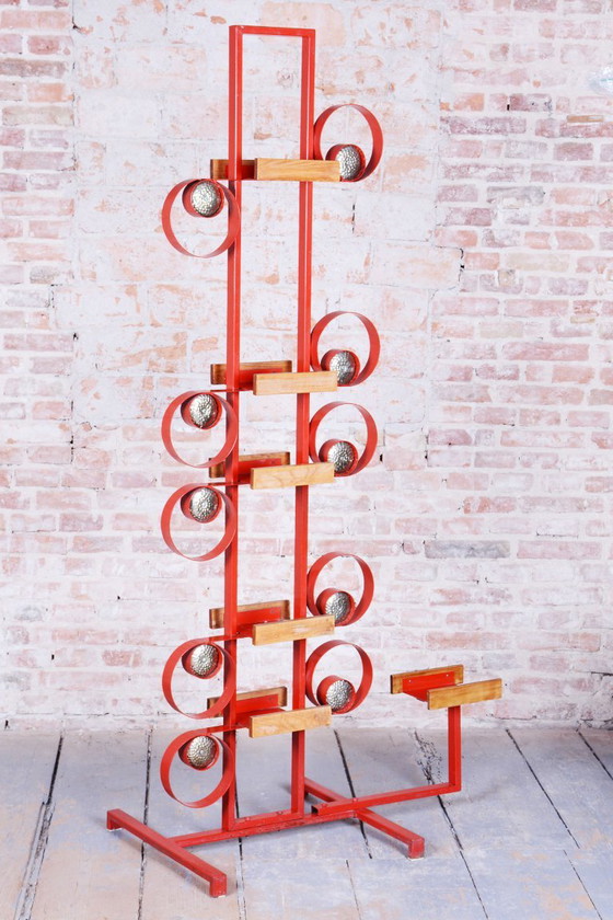 Original Mid-Century Decorative Wall, Brass, Paint, Lacquer, Czech, 1950s – Wall decoration, Metal, Wood (photo 8 of 11)
