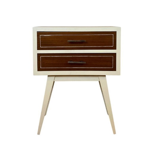 Vintage 1960's Beech and Teak Nightstand