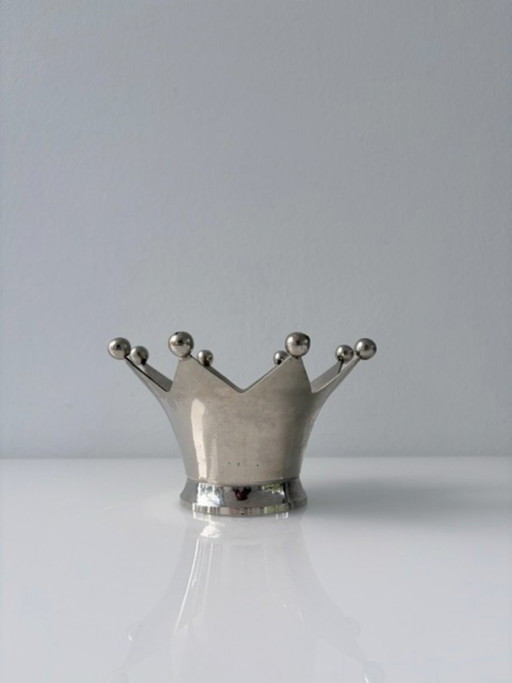 Portavelas corona vintage años 90 color plata