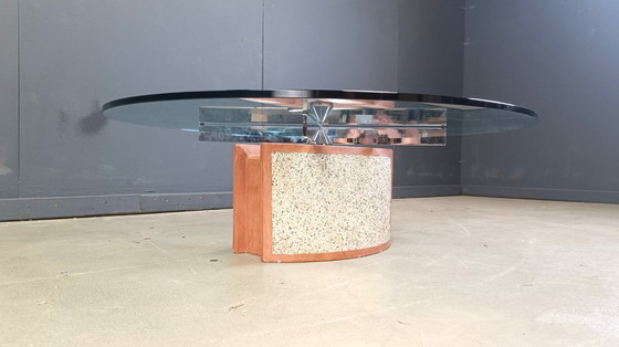 Image 1 of Mesa de centro de hormigón pintado y cristal Giorgio Saporiti de Saporiti Italia