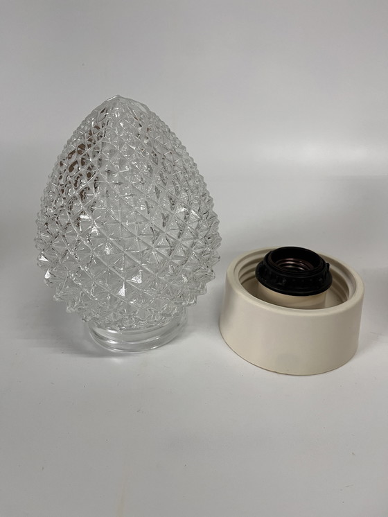 Image 1 of 1X Vintage Plafondlamp ‘Dennenappel’ Helder Glas Corodex Armatuur