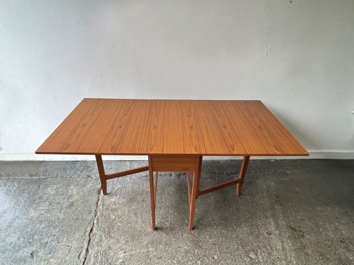 Schreiber vintage eettafel met klapblad van teakhout in mid-century modern stijl, jaren 60