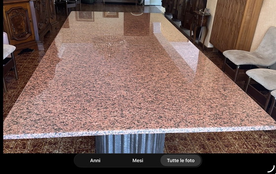 Monumental Brutalist Dining Table in Rosa Porrino Granite & Cast Aluminum by Max Papiri – Marble (photo 10 of 10)