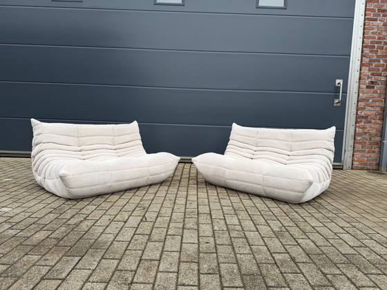 Image 1 of Ligne Roset Togo 2x 2-seater and 1x 3-seater in Beige Corduroy