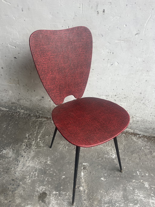 Paar rode eetkamerstoelen Mid Century