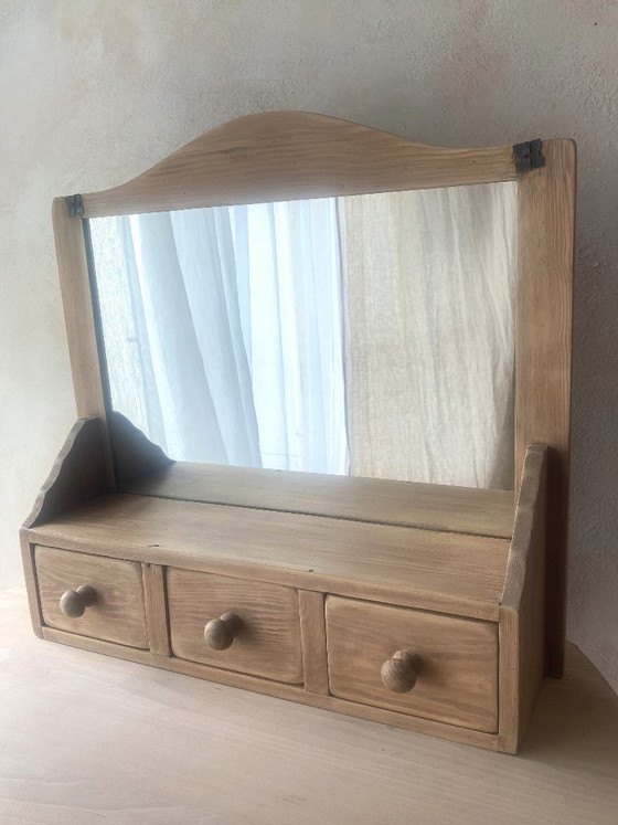 Image 1 of Estantería de pared antigua con espejo y 3 cajones - estilo tocador